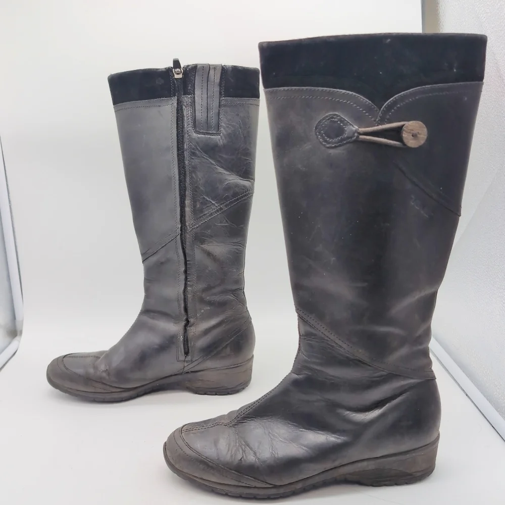 Teva Jade Cove Sz 8.5 Black Leather Knee-High Boots